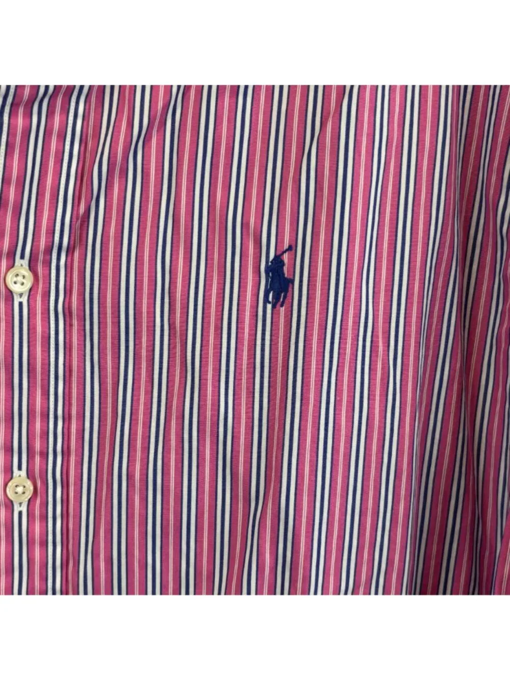 Ralph Lauren Mens 15-1/2 Classic Fit Button-Down Shirt Pink Striped Long Sleeve